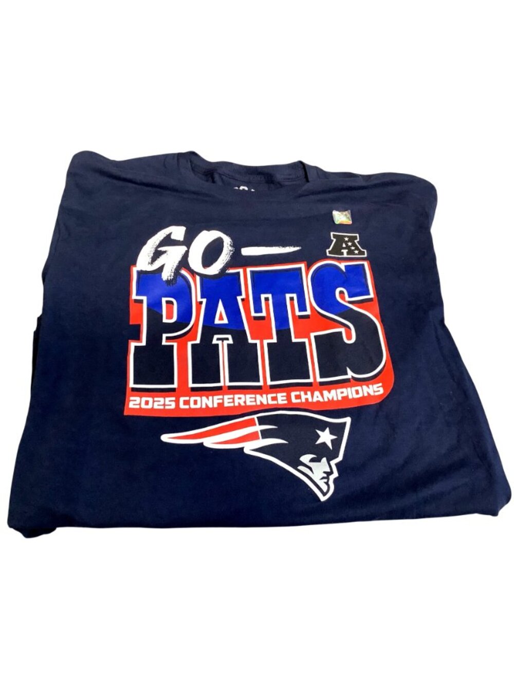 Go Pats 2025 Conference Champions Long Sleeve Navy T-Shirt XL CSA